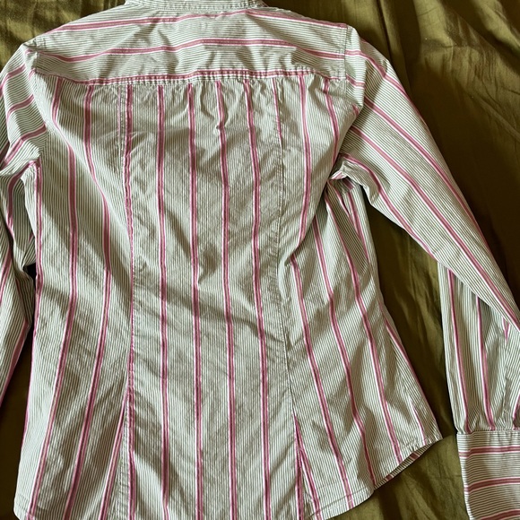 AE blouse green pink stripes sz 4 - Picture 3 of 5
